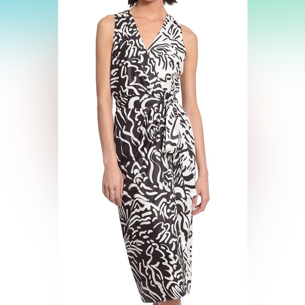 Donna Morgan Black and White Wrap Dress